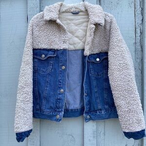 Topshop Sherpa Denim Jacket